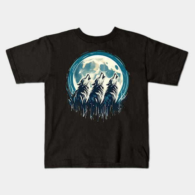Wolf howling Kids T-Shirt by Evgmerk